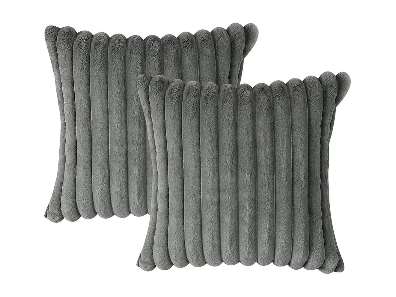 Lot 2 housses de coussin 50x50cm velours résistant lavable gris (Sans rembourrage)