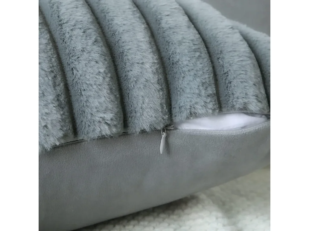 Lot 2 housses de coussin 50x50cm velours résistant lavable gris (Sans rembourrage)