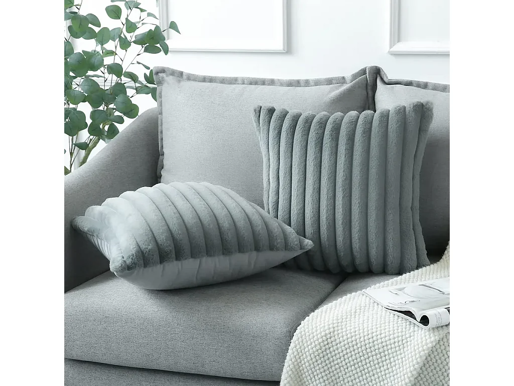 Lot 2 housses de coussin 50x50cm velours résistant lavable gris (Sans rembourrage)
