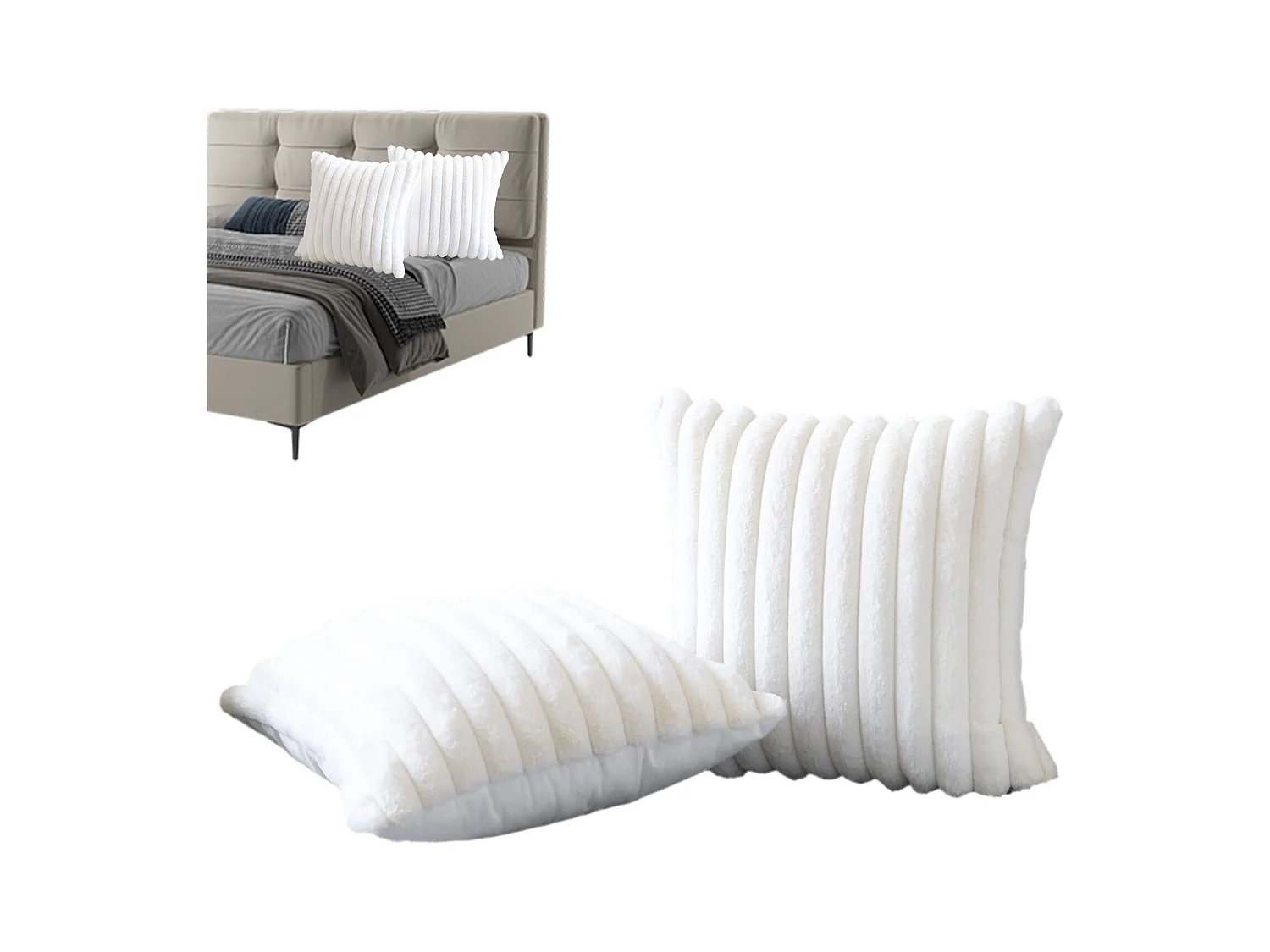 Lot 2 housses de coussin velours 45x45cm coton fermeture éclair salon (Sans rembourrage)