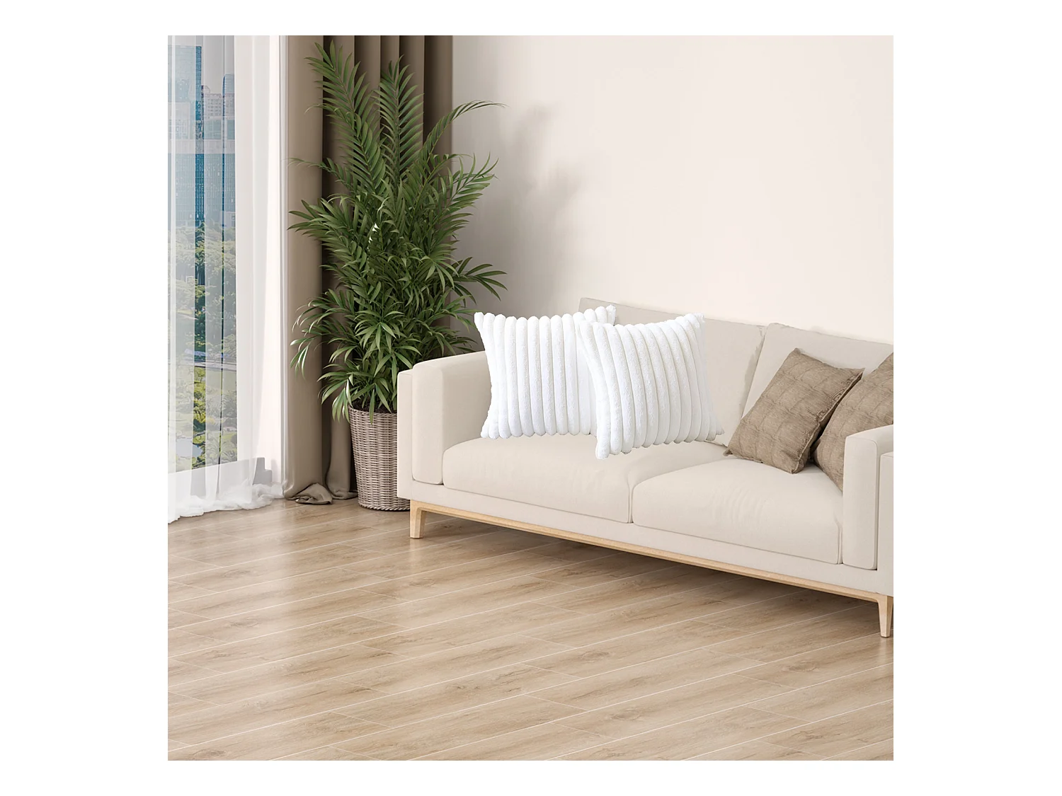 Lot 2 housses de coussin velours 45x45cm coton fermeture éclair salon (Sans rembourrage)