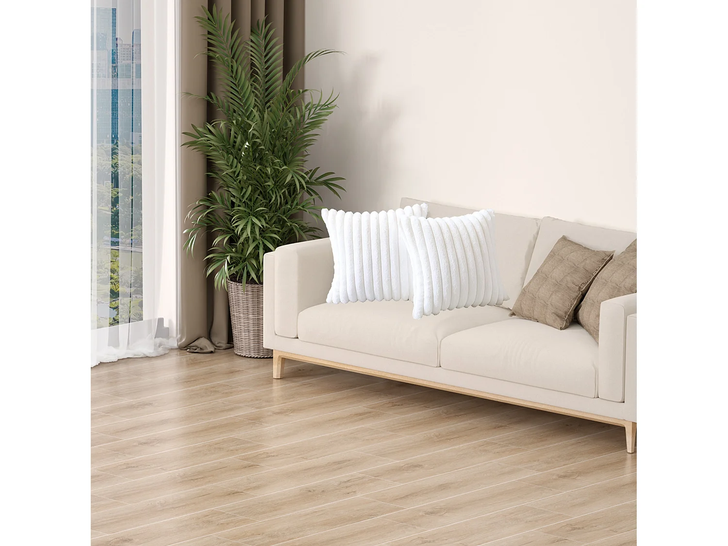 Lot 2 housses de coussin velours 45x45cm coton fermeture éclair salon (Sans rembourrage)