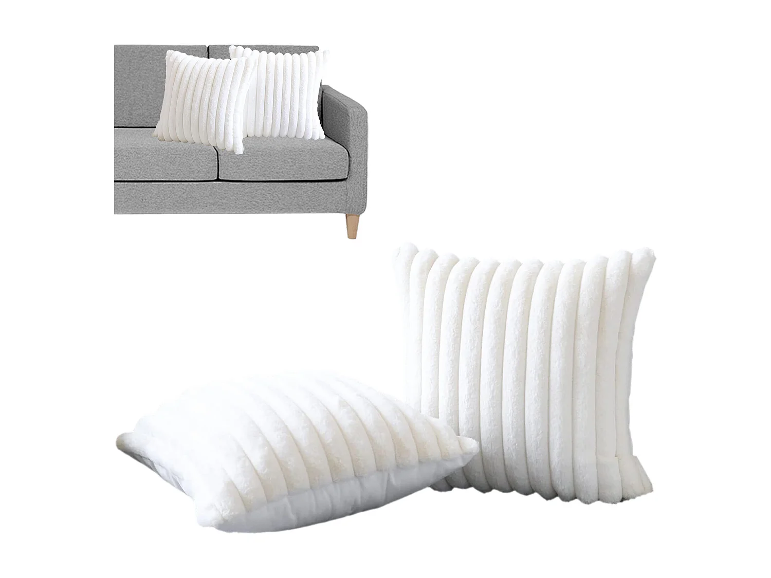 Lot 2 housses de coussin velours 45x45cm coton fermeture éclair salon (Sans rembourrage)