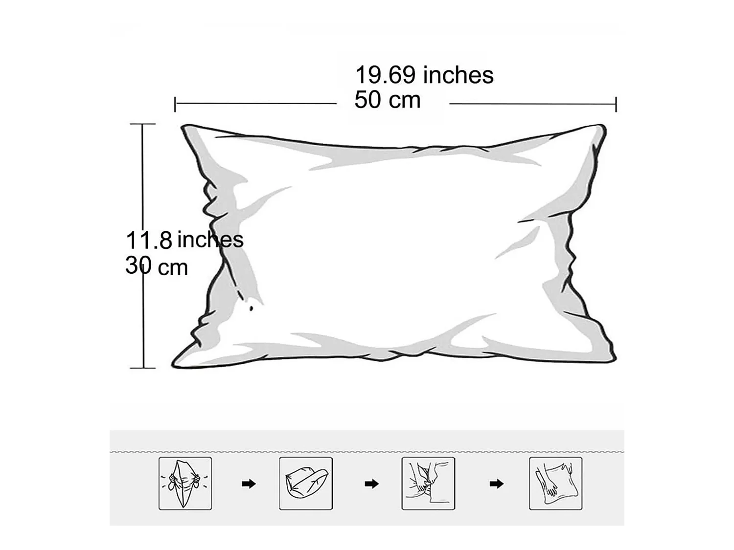 Lot 2 housses de coussin 30x50cm décoratif blanc canapé lit (Sans rembourrage)