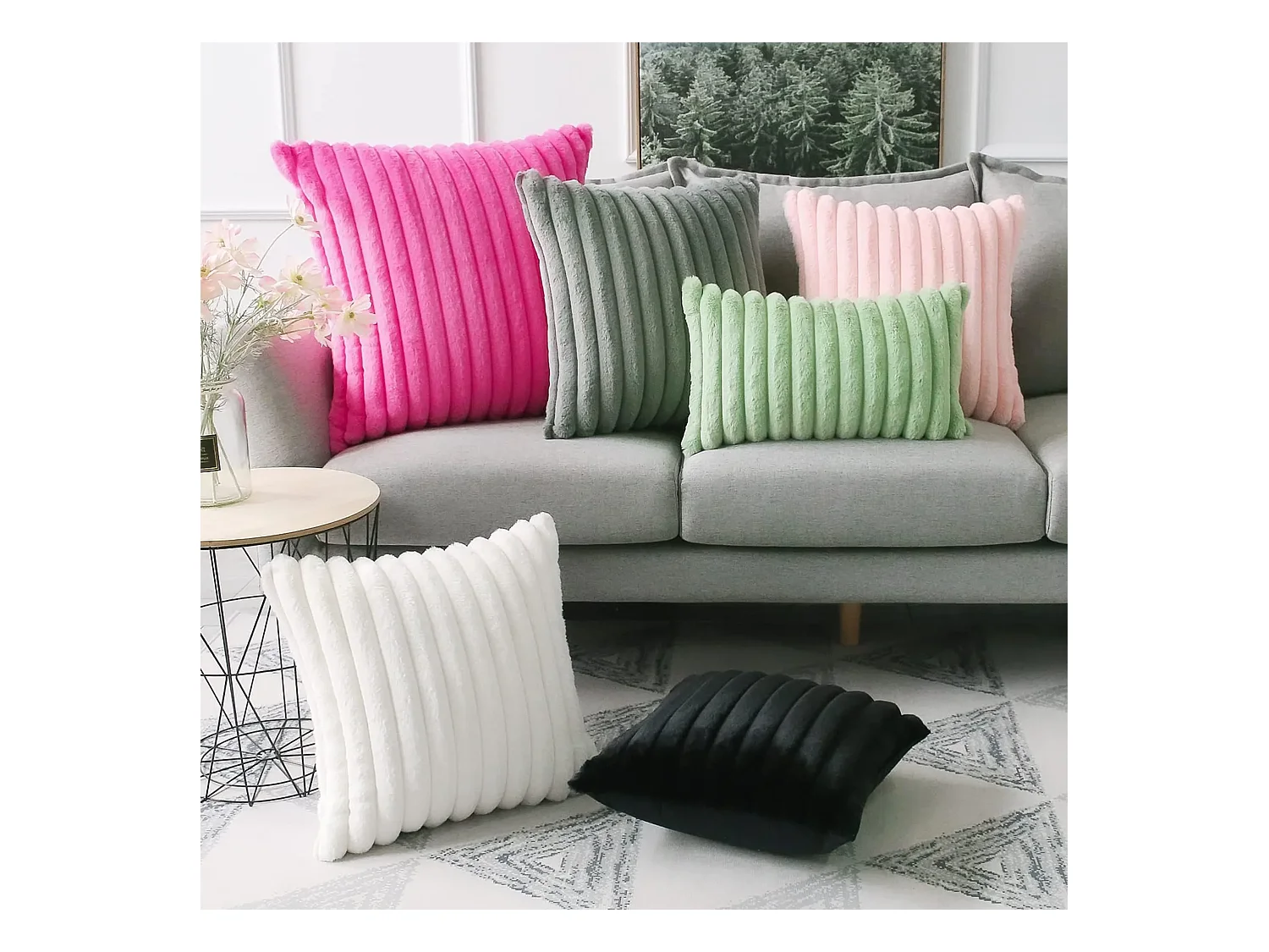 Lot 2 housses de coussin 30x50cm décoratif blanc canapé lit (Sans rembourrage)