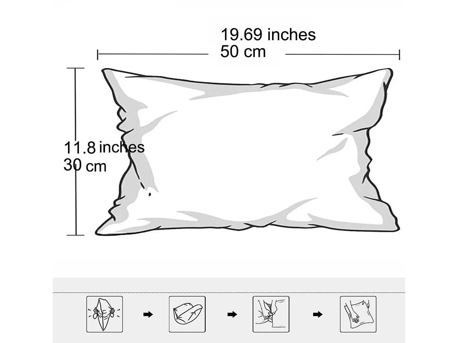 Lot 2 housses de coussin 30x50cm décoratif blanc canapé lit (Sans rembourrage)