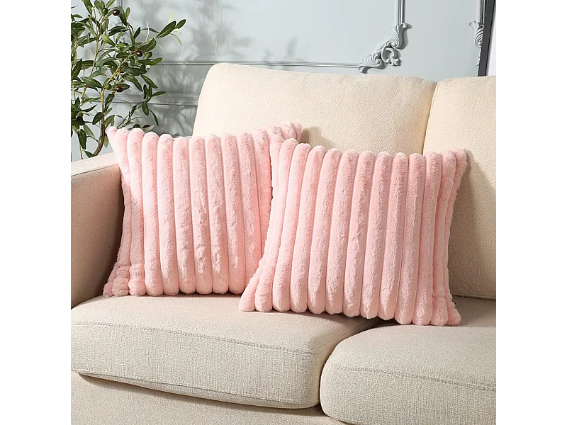 Lot 2 housses de coussin 45x45cm velours doux avec fermeture éclair pour canapé (Sans rembourrage)