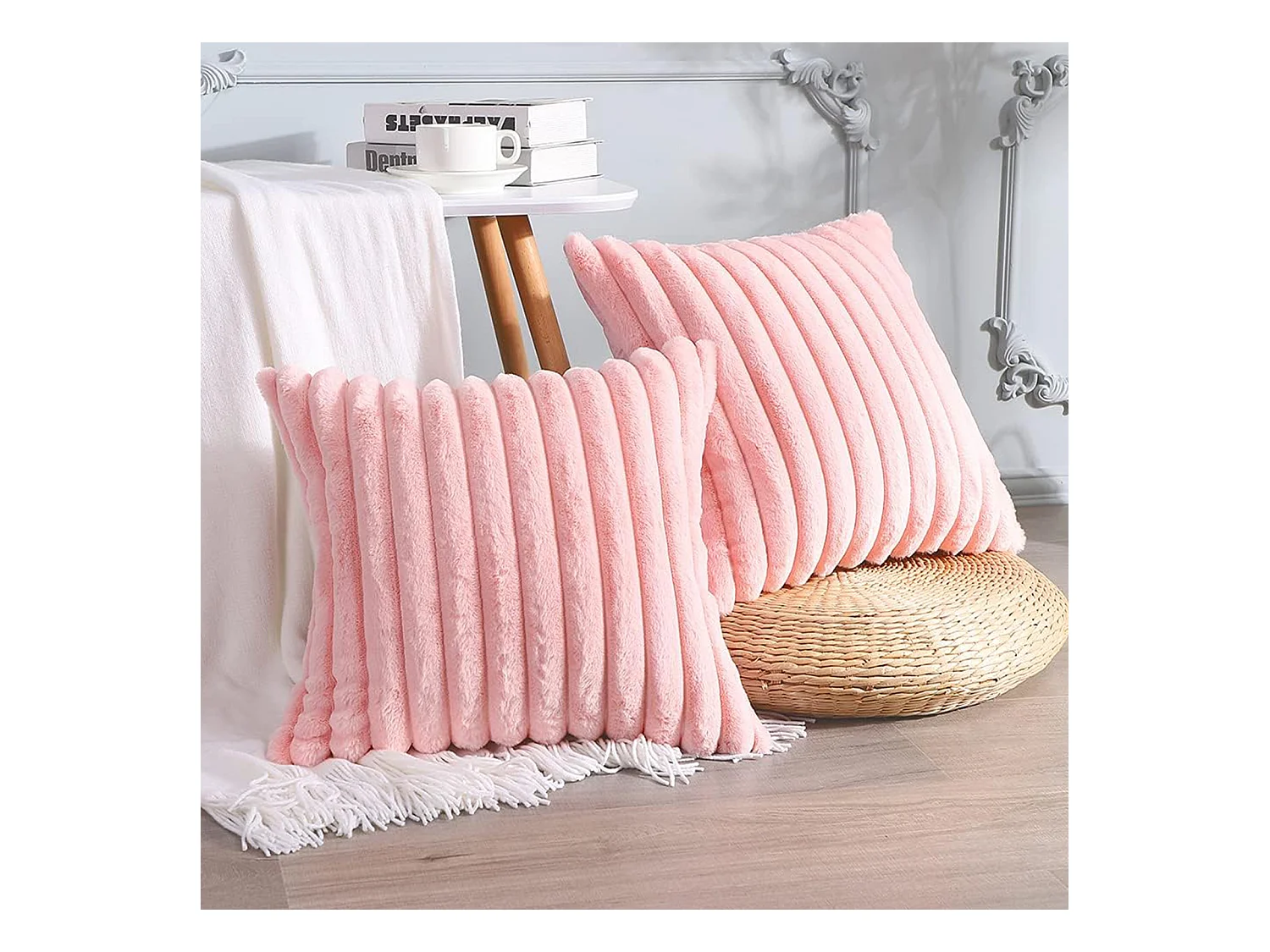 Lot 2 housses de coussin 45x45cm velours doux avec fermeture éclair pour canapé (Sans rembourrage)