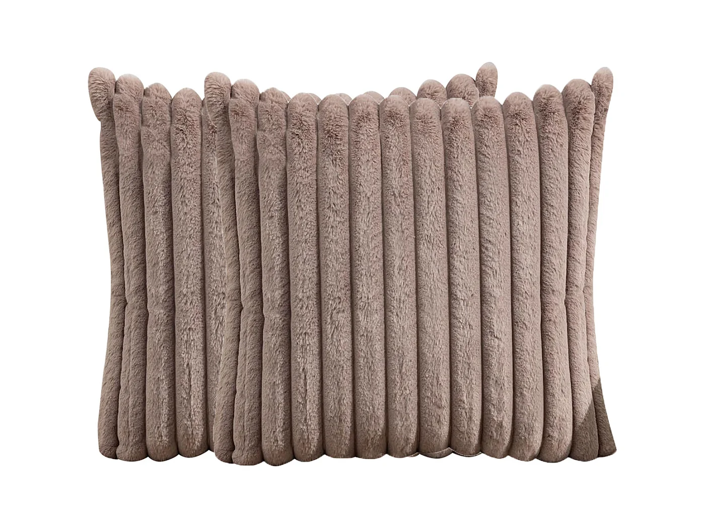 Lot 2 housses de coussin velours rayé 50x50cm beige clair salon chambre (Sans rembourrage)