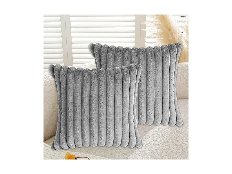 Lot 2 housses de coussin 45x45cm velours doux avec fermeture éclair pour canapé (Sans rembourrage)