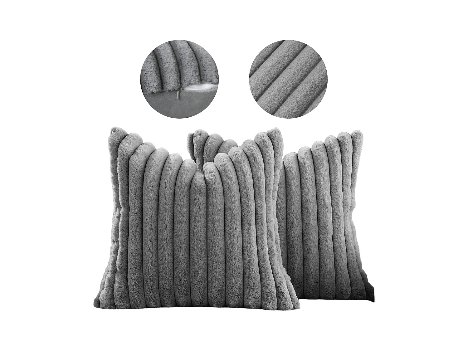 Lot 2 housses de coussin 45x45cm velours doux avec fermeture éclair pour canapé (Sans rembourrage)