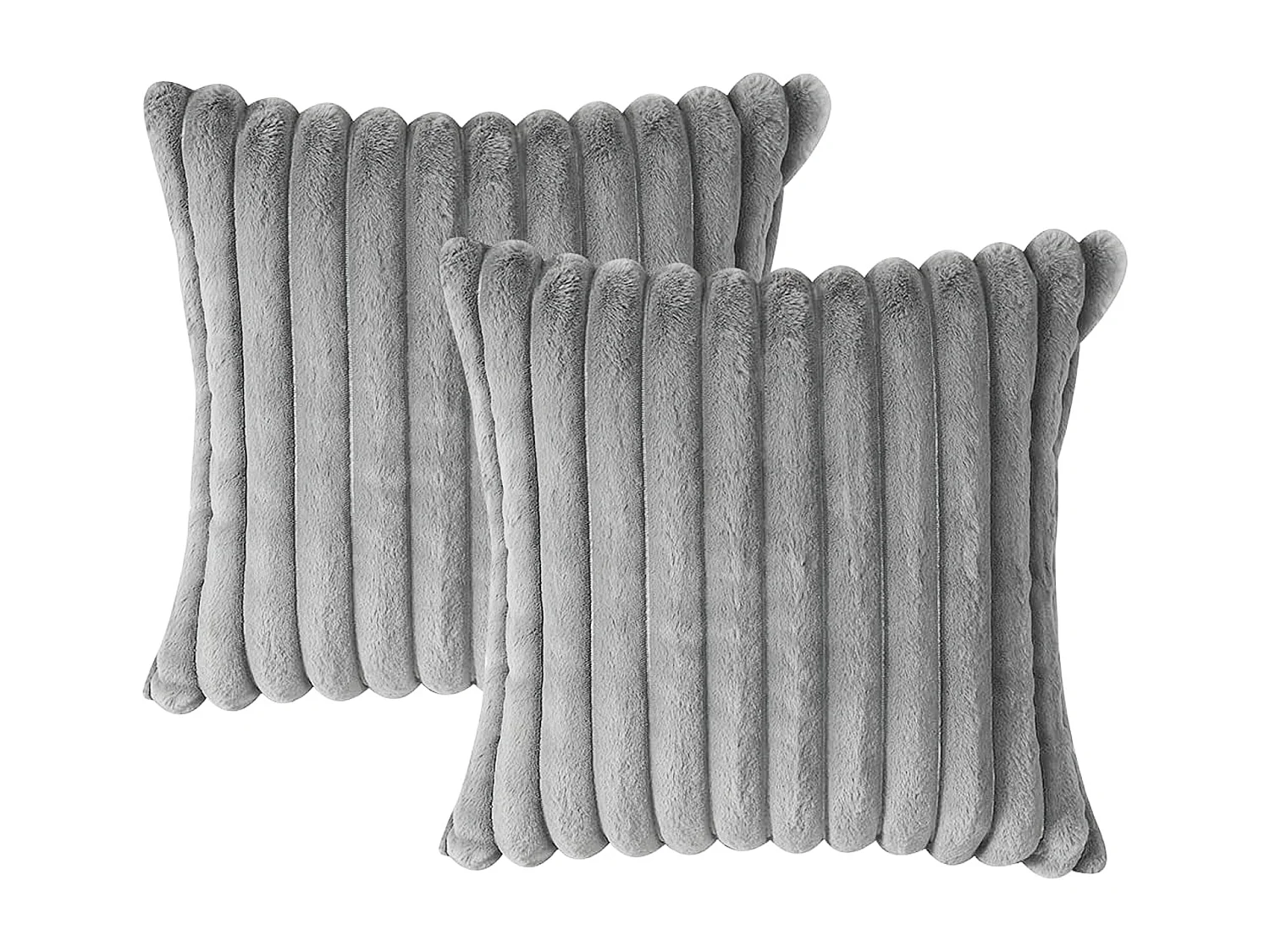 Lot 2 housses de coussin 45x45cm velours doux avec fermeture éclair pour canapé (Sans rembourrage)