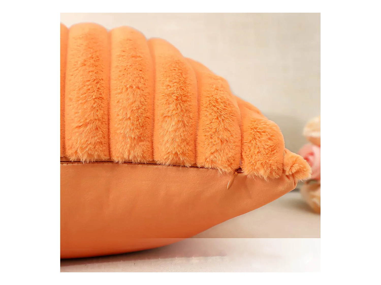 Lot 2 housses de coussin 45x45cm velours orange avec fermeture éclair motif (Sans rembourrage)