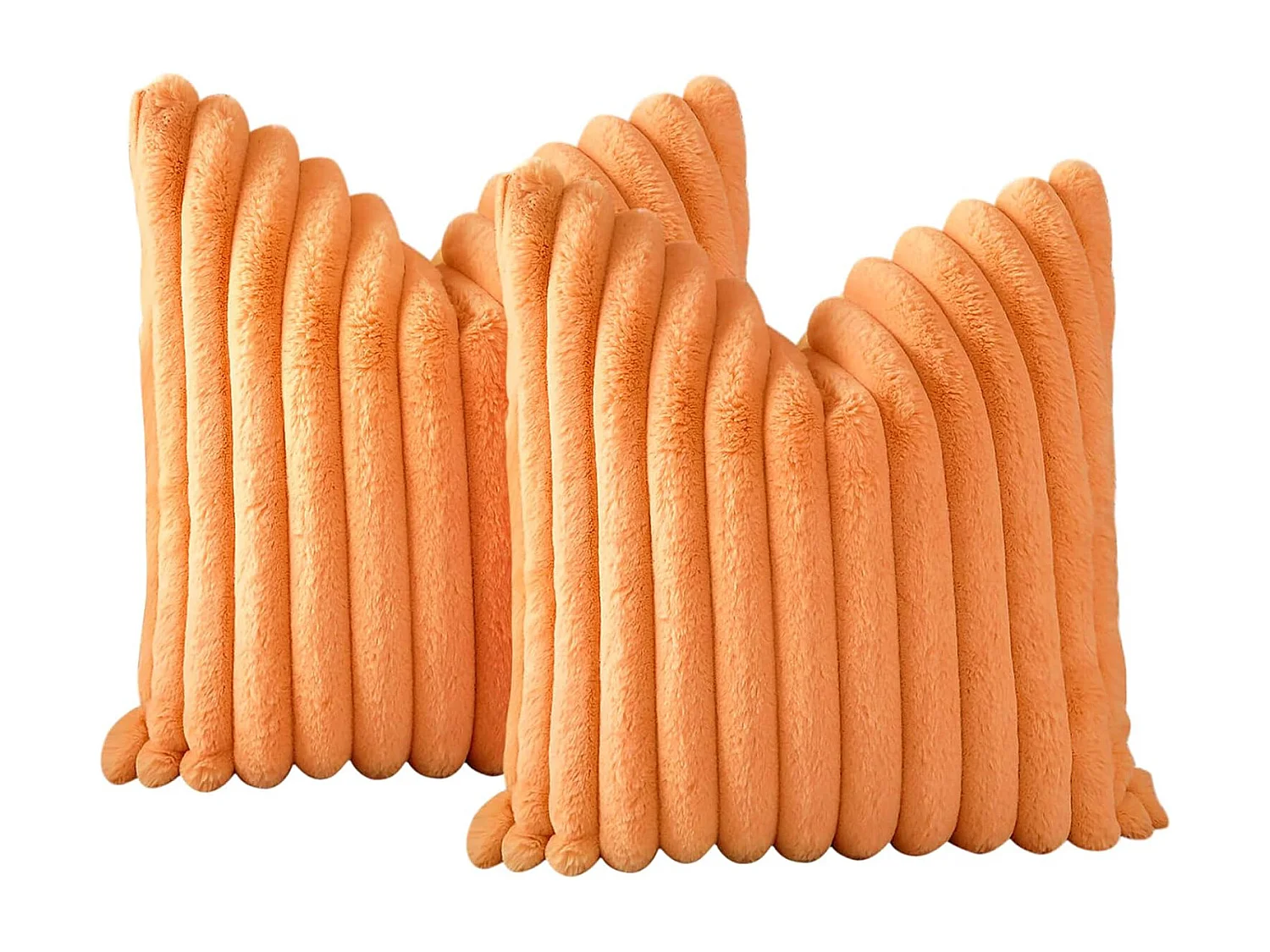 Lot 2 housses de coussin 45x45cm velours orange avec fermeture éclair motif (Sans rembourrage)