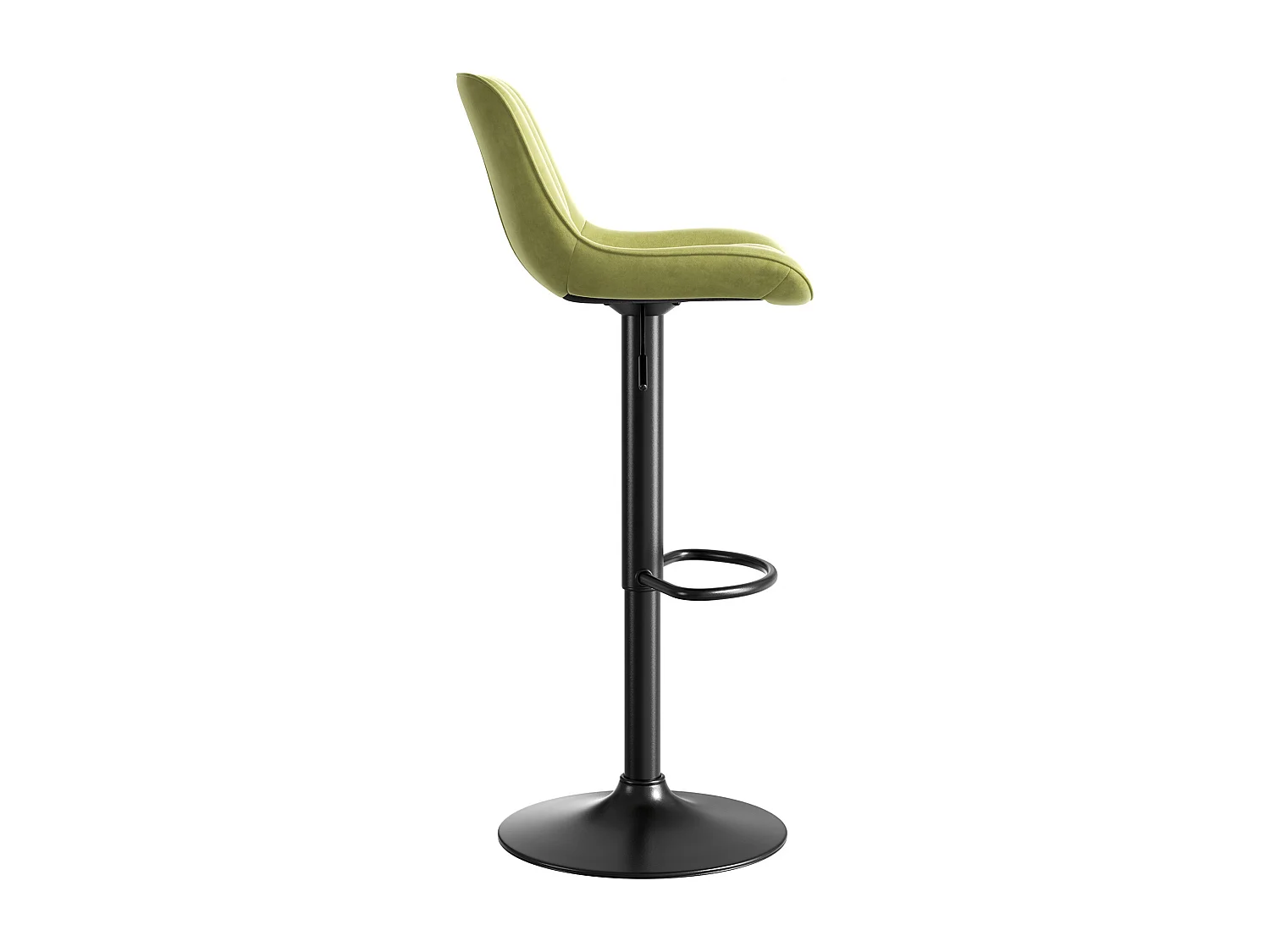 Set di 4 sgabelli da bar verdi, regolabili in altezza, velluto, metallo