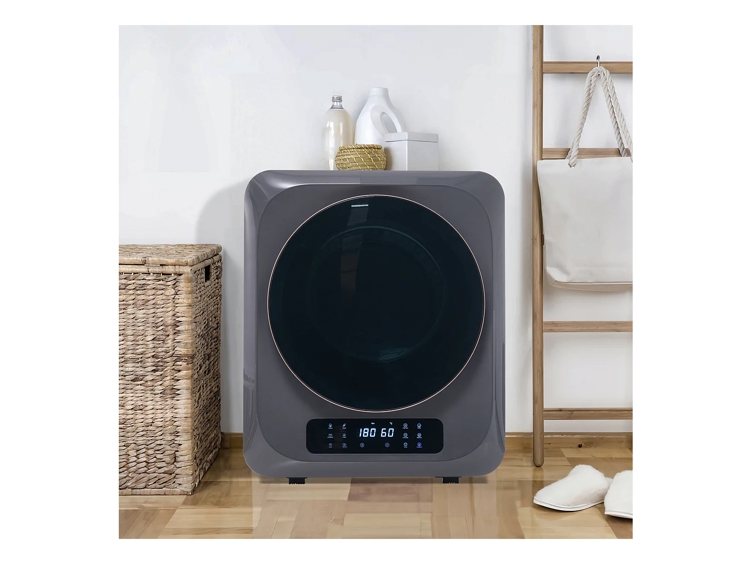 Armoire de séchage 48x40x58cm 850W Six modes de séchage Lampe UV à désinfecter Montage mural Écran LED Matériel Plastic noir