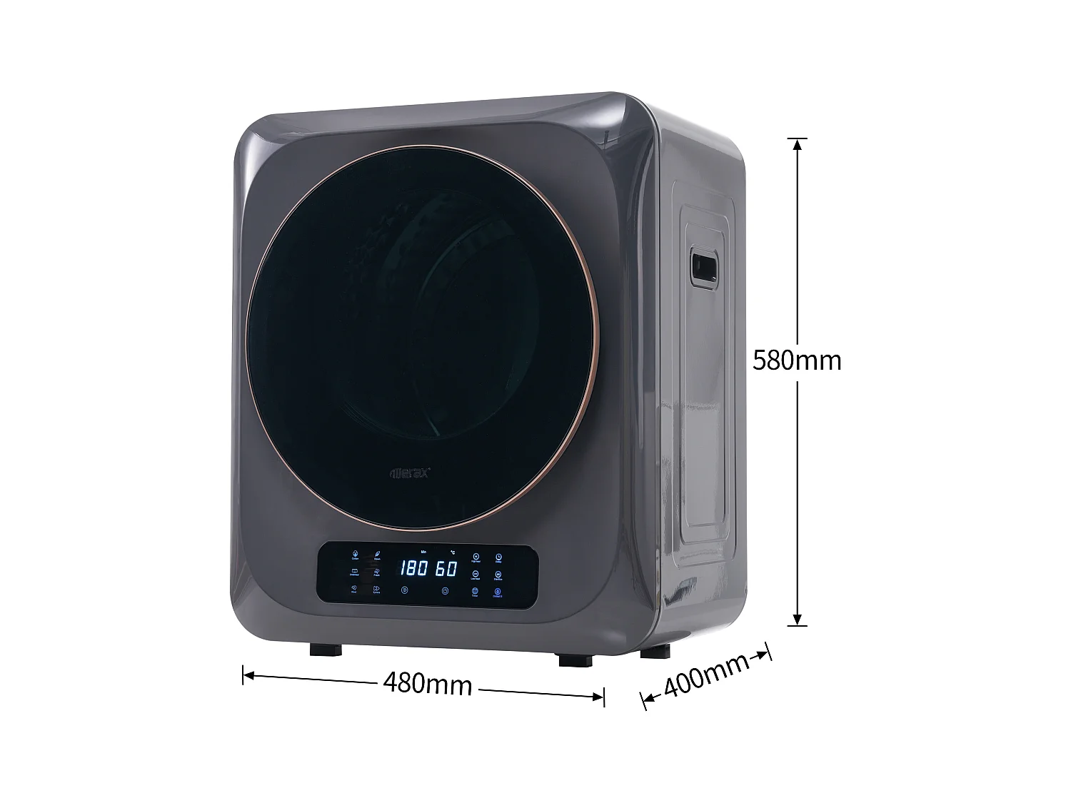 Armoire de séchage 48x40x58cm 850W Six modes de séchage Lampe UV à désinfecter Montage mural Écran LED Matériel Plastic noir