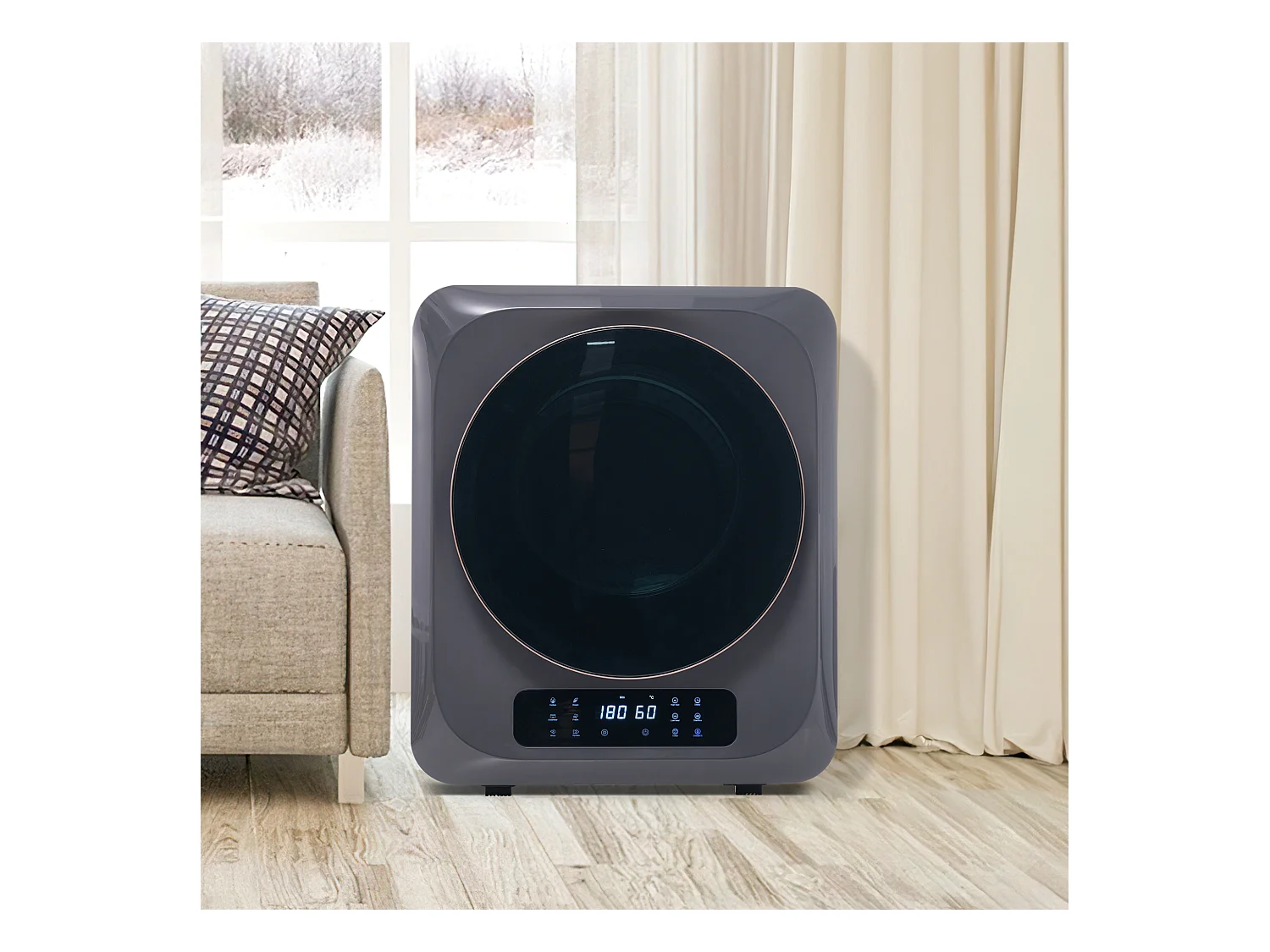 Armoire de séchage 48x40x58cm 850W Six modes de séchage Lampe UV à désinfecter Montage mural Écran LED Matériel Plastic noir