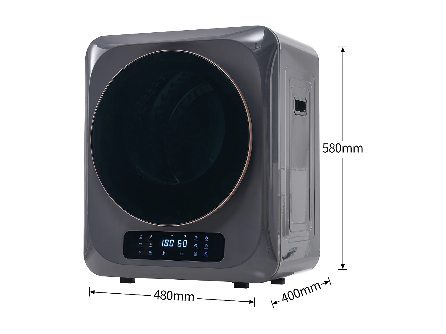 Sèche linge 3 kg, jusqu à 4 kg, 6 programmes, UV, fixation murale, protection contre la surchauffe, plastique gris