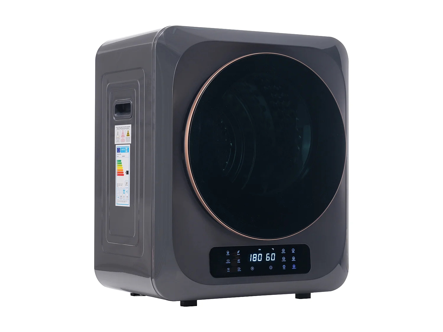 Sèche linge 3 kg, jusqu à 4 kg, 6 programmes, UV, fixation murale, protection contre la surchauffe, plastique gris