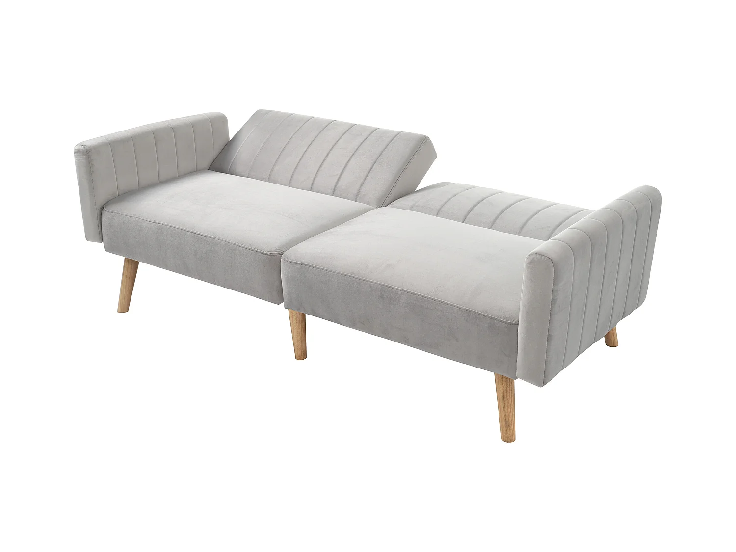 Canapé 2 places convertible 125x75x68 cm avec dossier rabattable multifonctionnel matériau en mousse en Gris et blanc