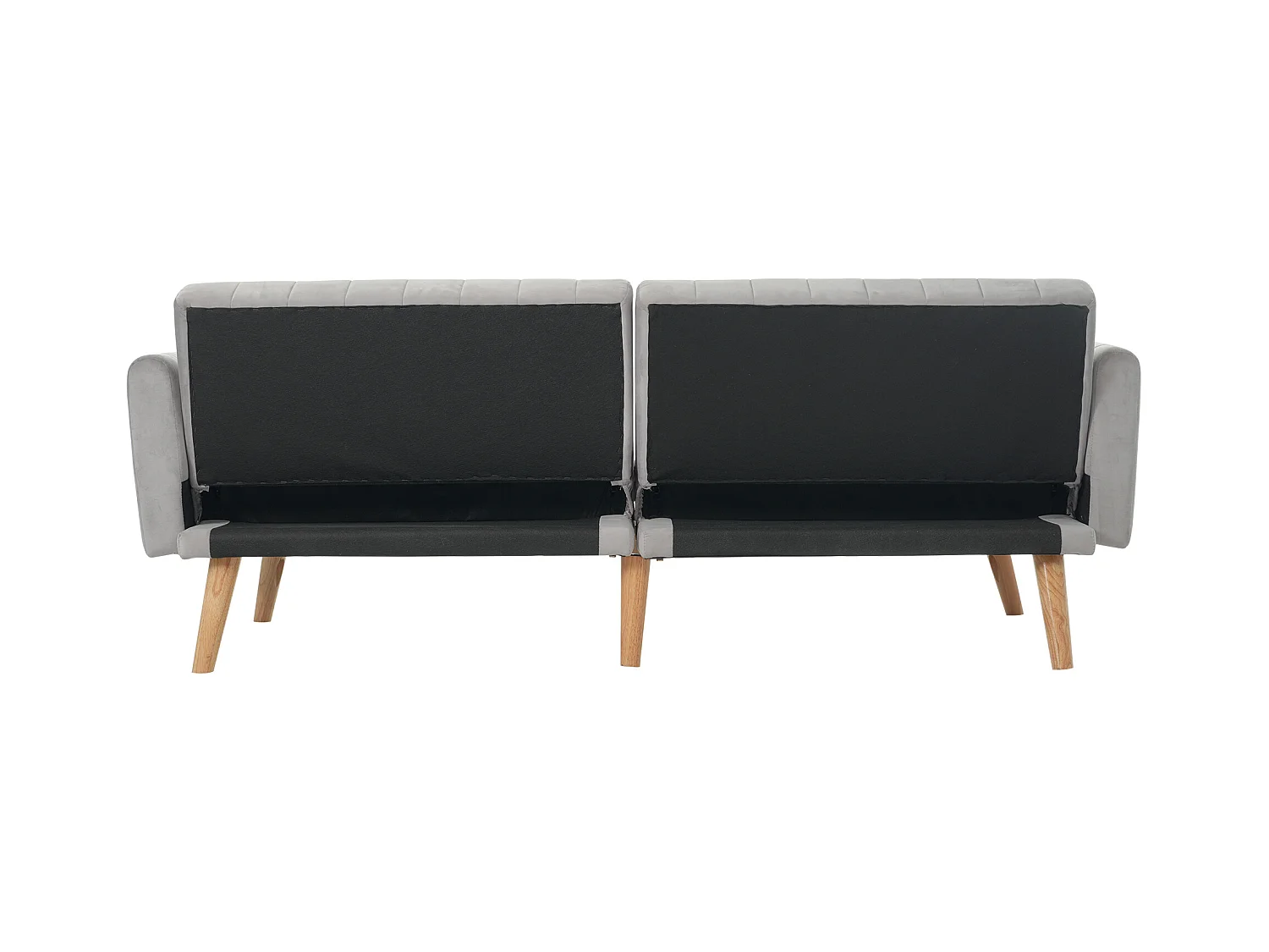 Canapé 2 places convertible 125x75x68 cm avec dossier rabattable multifonctionnel matériau en mousse en Gris et blanc