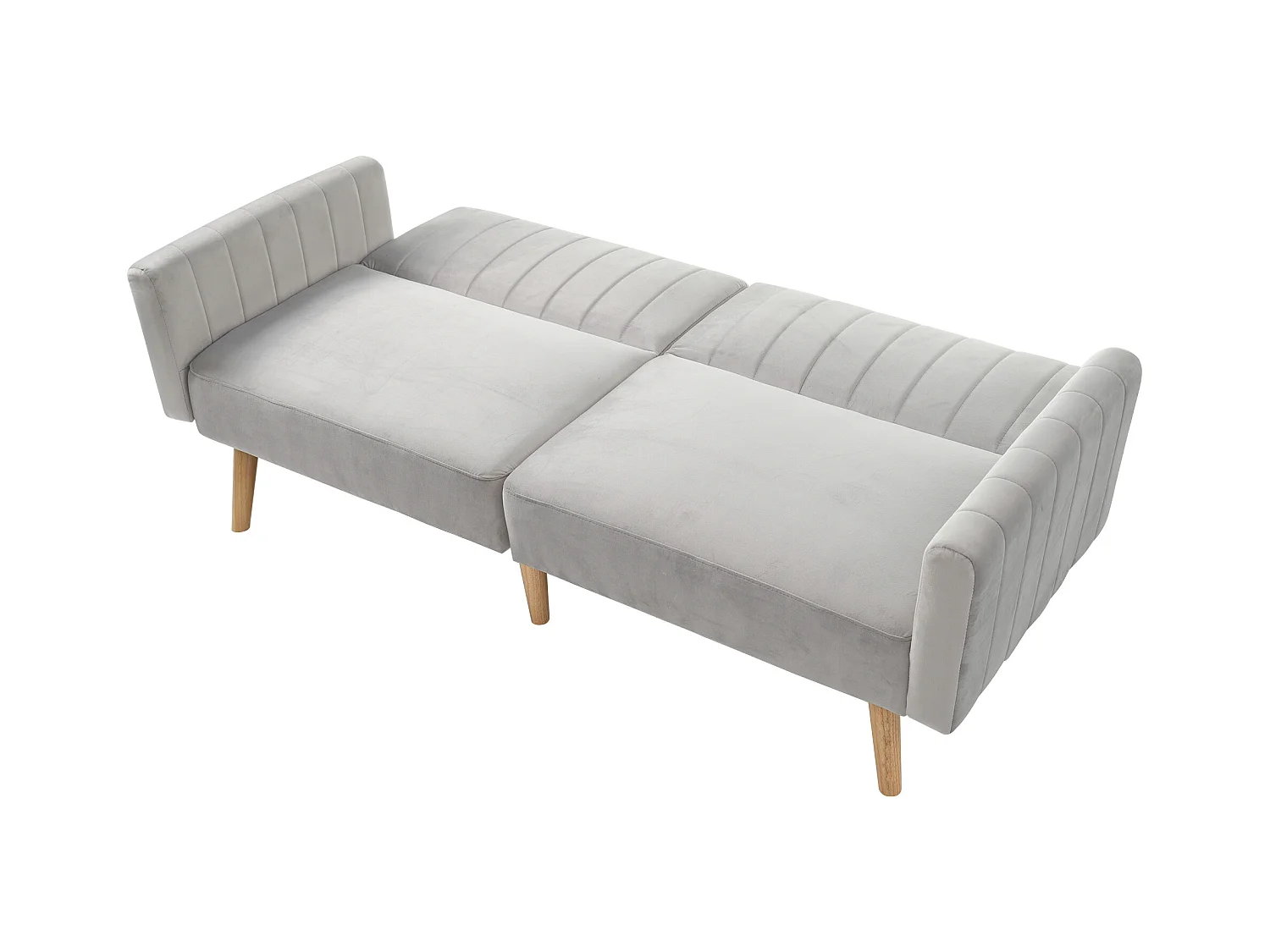 Canapé 2 places convertible 125x75x68 cm avec dossier rabattable multifonctionnel matériau en mousse en Gris et blanc