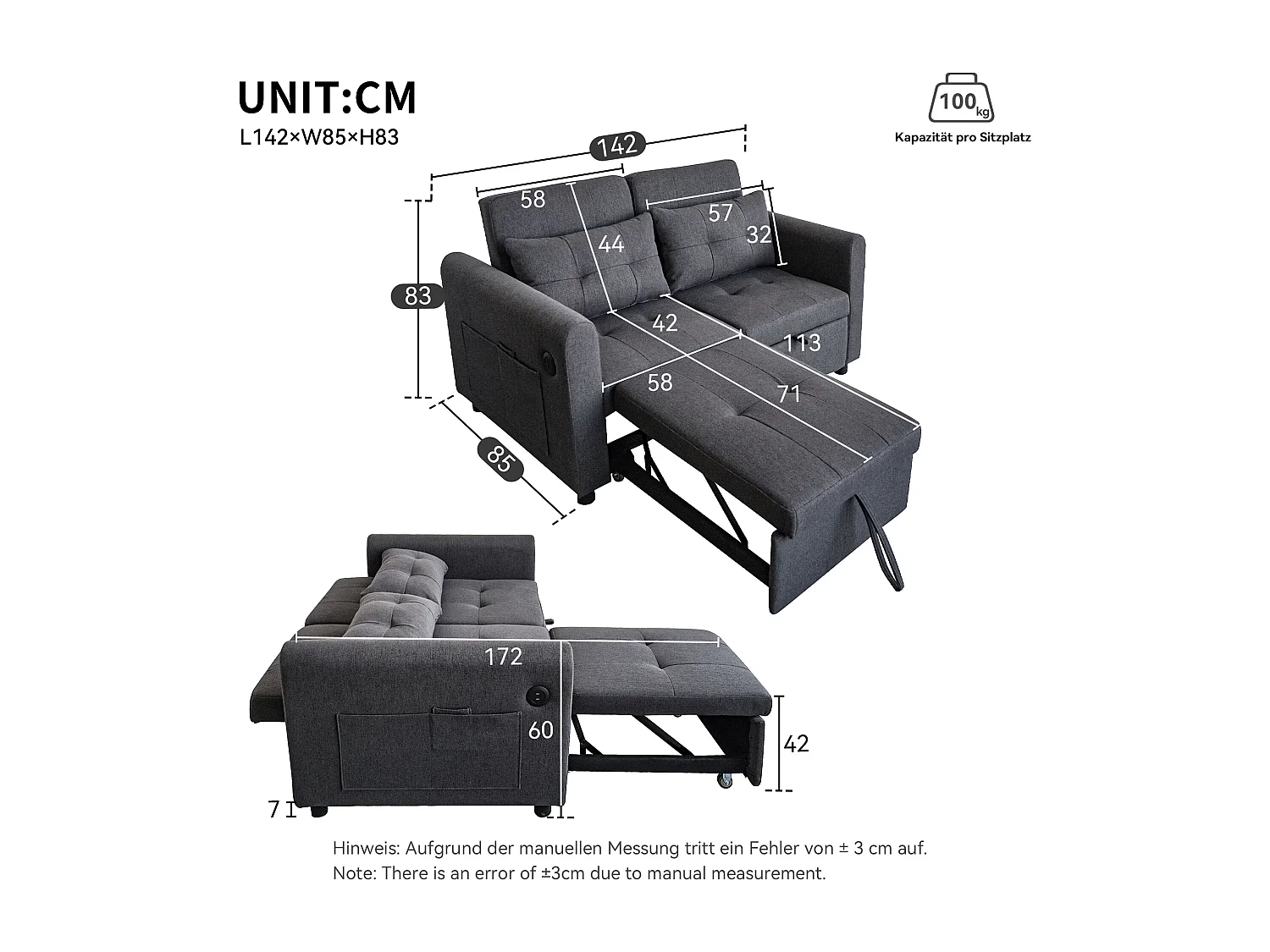 Canapé d angle transformable en L montage facile coussins inclus assise haute densité gris