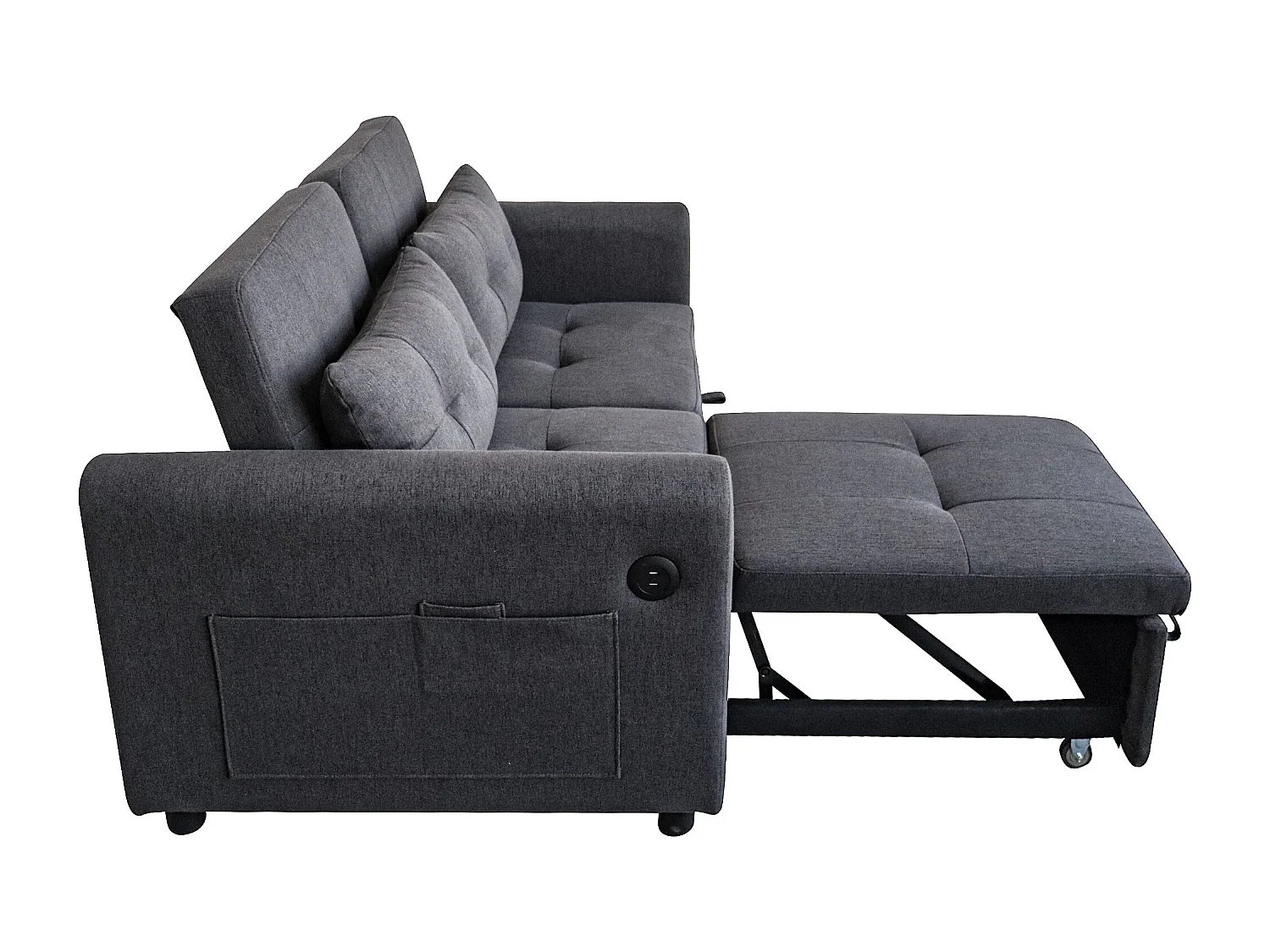 Canapé d angle transformable en L montage facile coussins inclus assise haute densité gris