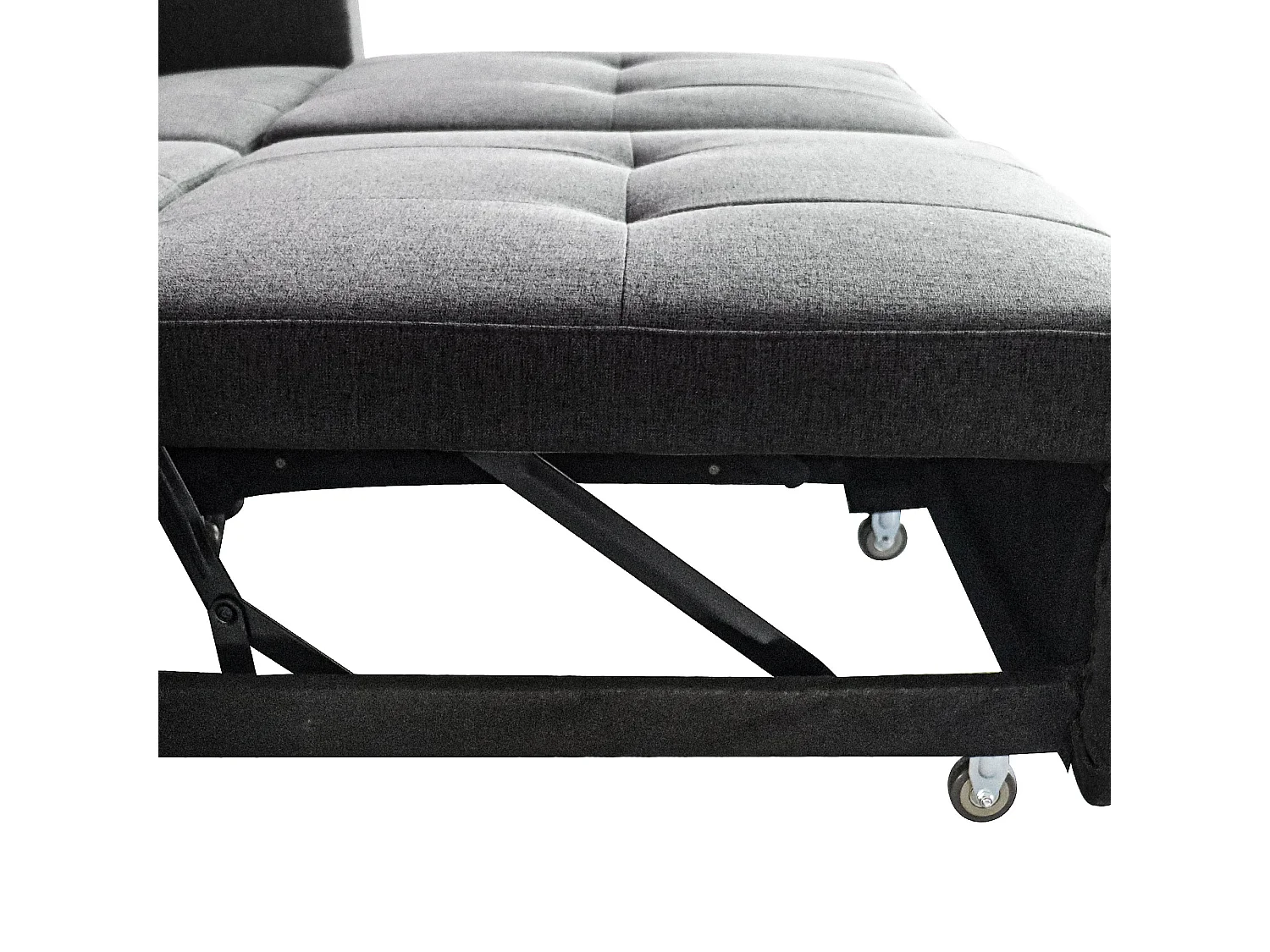 Canapé convertible 142x85x83 cm, 3-en-1, dossier réglable, ports USB, poches d’accoudoirs, tissu coton lin gris