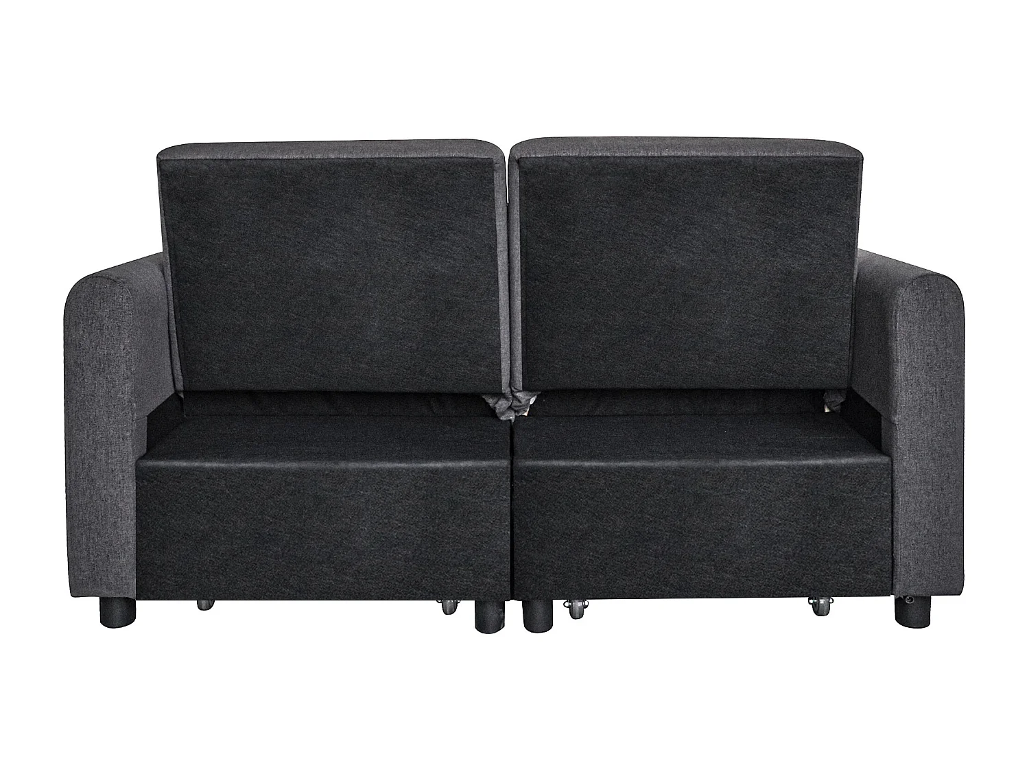 Canapé convertible 142x85x83 cm, 3-en-1, dossier réglable, ports USB, poches d’accoudoirs, tissu coton lin gris