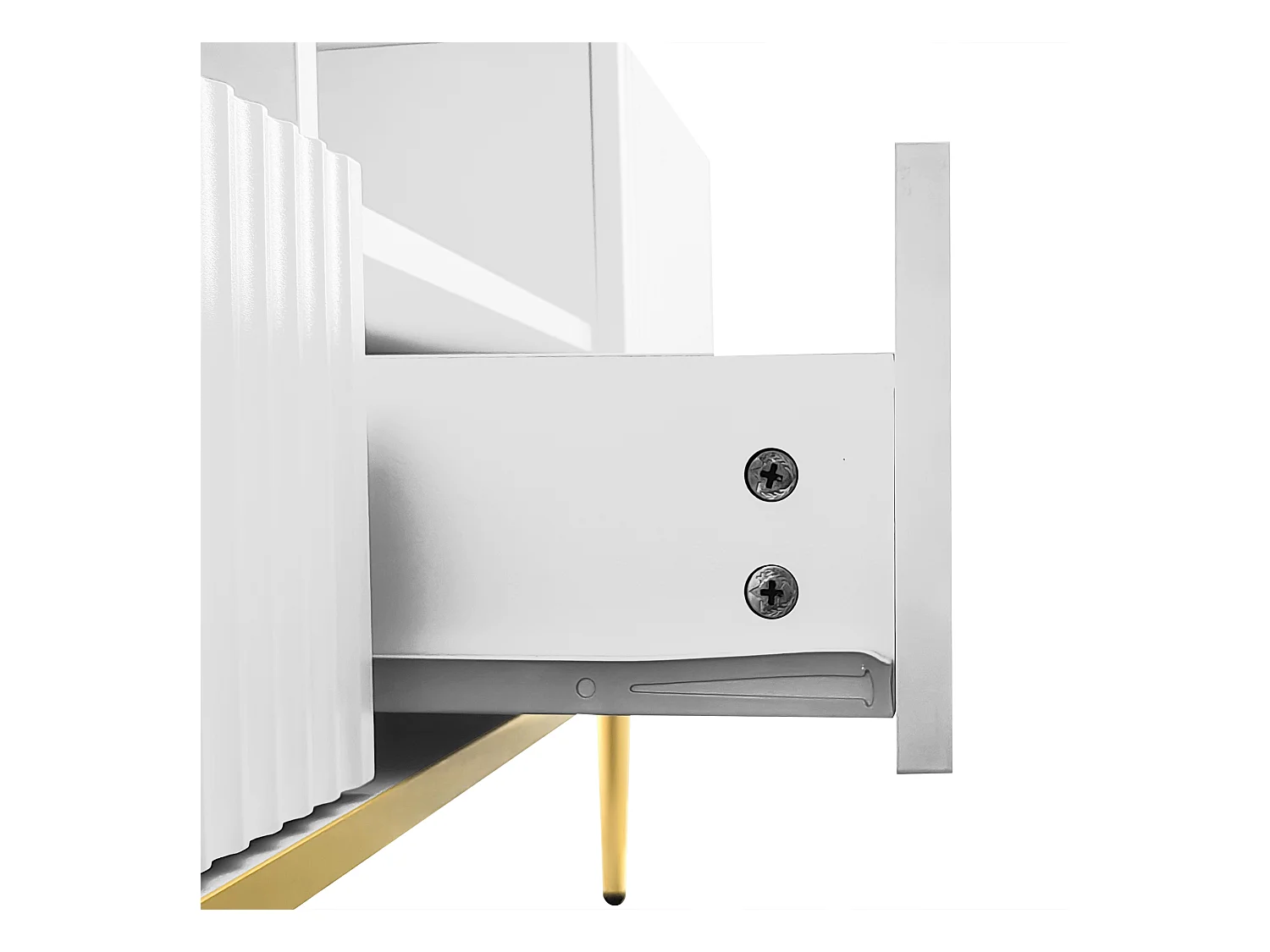 TV-meubel 165x36x55 cm met twee vakken en twee lades van wit spaanplaat voor de woonkamer