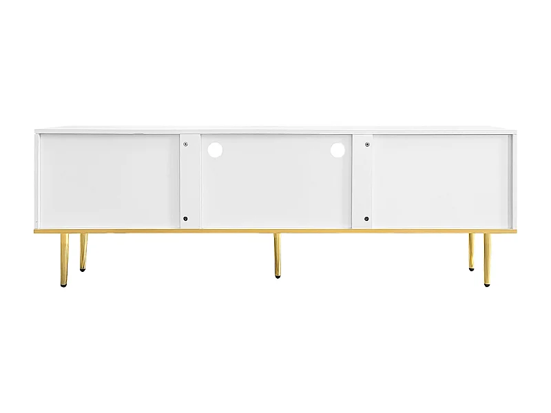 TV-meubel 165x36x55 cm met twee vakken en twee lades van wit spaanplaat voor de woonkamer