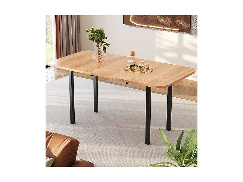 Table à Manger Extensible 120-160x80x75 cm Minimaliste Alliage Renforcé Couleur naturelle Pour 4-6 Personne