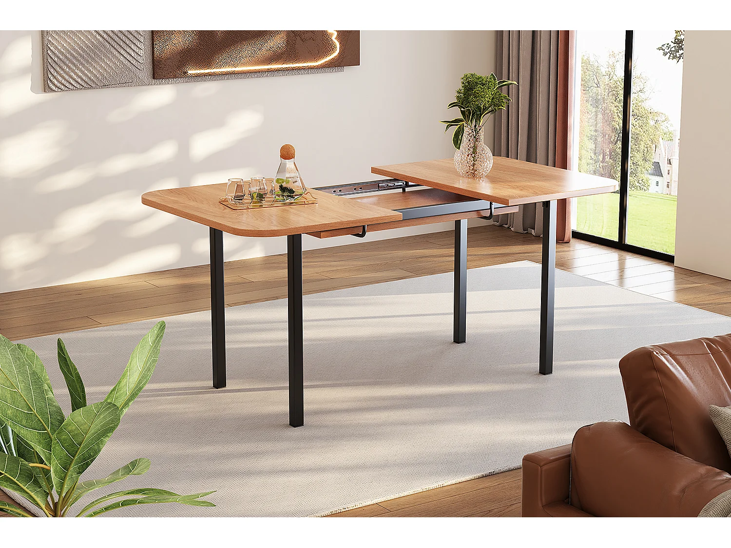 Uitschuifbare eettafel 120-160x80x75 cm Minimalistisch versterkt aluminium Natuurlijke kleur Voor 4-6 personen