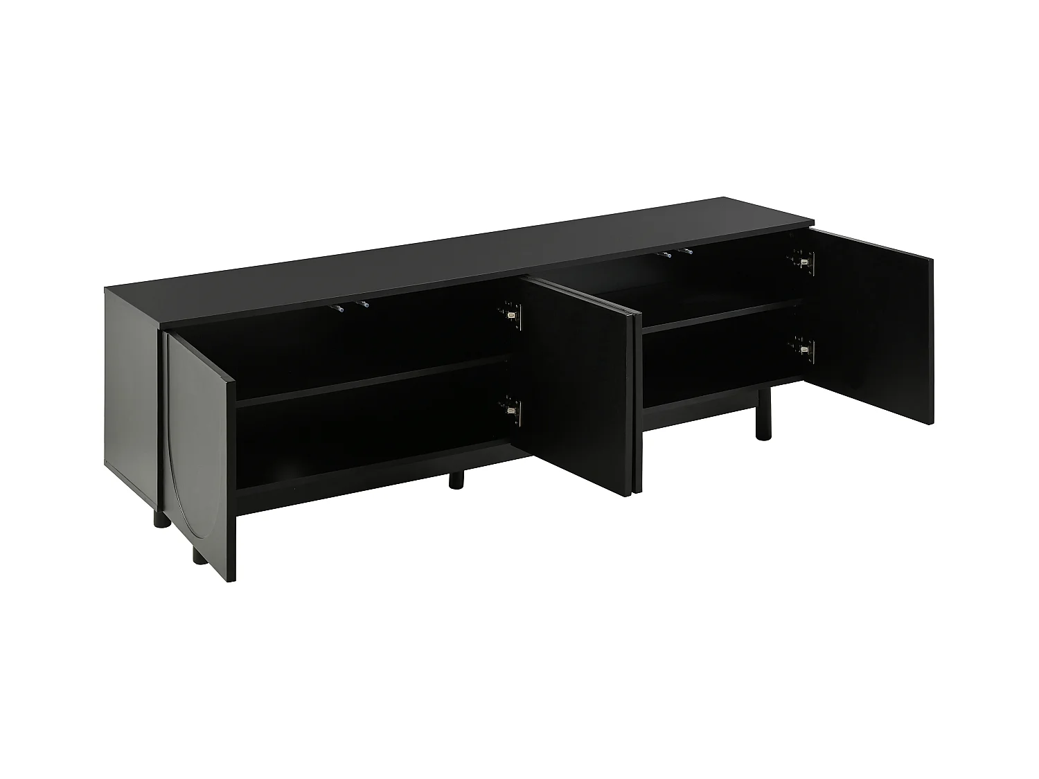 Meuble TV 175x38x56 cm avec des séparateurs réglables et des armoires de rangement Matériau MDF et panneaux de particules noir