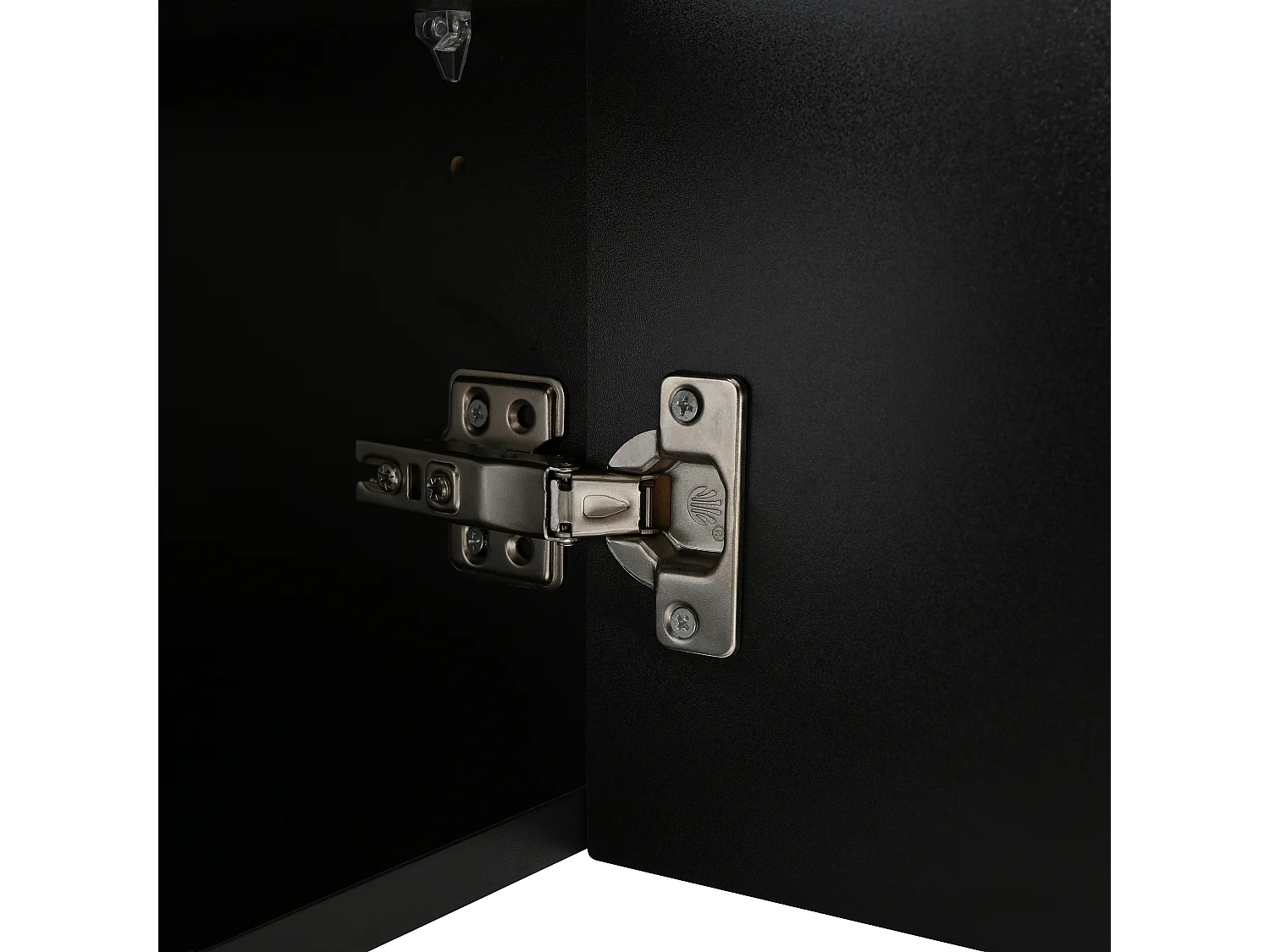 Meuble TV 175x38x56 cm, portes push to open, étagères réglables, MDF et panneaux de particules, noir