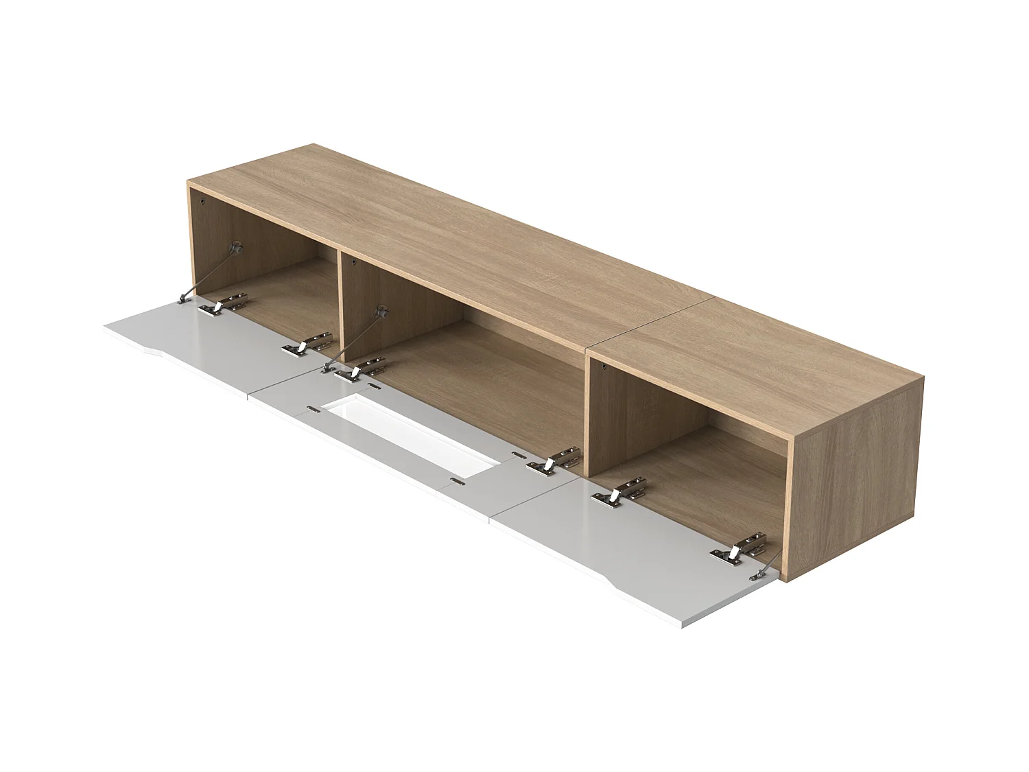 TV kast 180x35x30cm met wandmonteerbaar ontwerp 16 kleuren LED verlichting en 4 verschillende verlichtingsmodi brengen Materiaal Spaanplaat en Wit