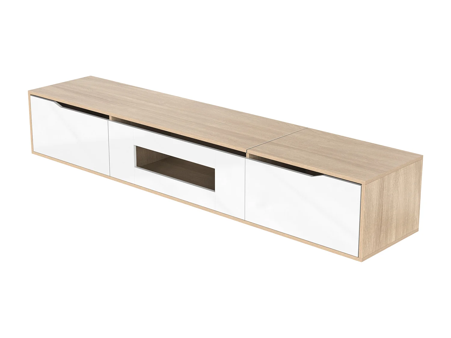 TV kast 180x35x30cm met wandmonteerbaar ontwerp 16 kleuren LED verlichting en 4 verschillende verlichtingsmodi brengen Materiaal Spaanplaat en Wit