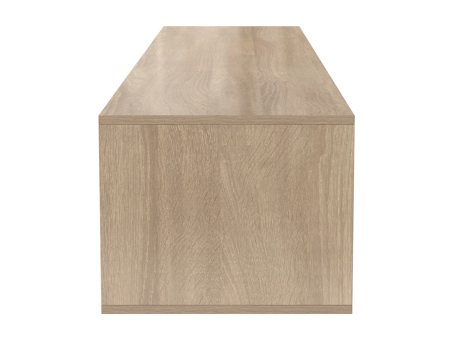 Meuble TV 180x35x30 cm, éclairage LED 16 couleurs, portes rainurées, panneaux de particules, blanc