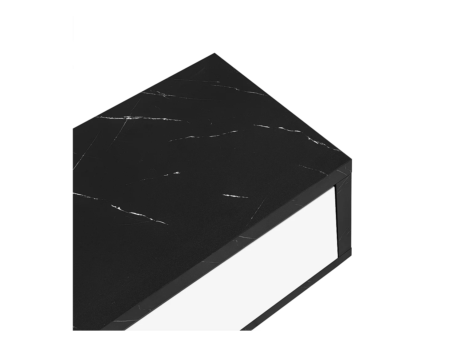 Meuble TV 260x40x30 cm avec casier à longueur réglable MDF et panneaux de particules en blanc et noir pour salon