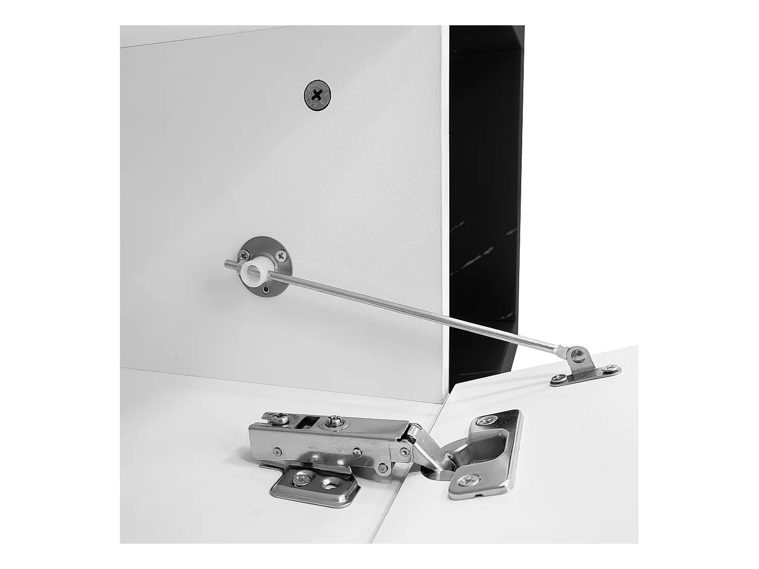 Meuble TV 260x40x30 cm avec casier à longueur réglable MDF et panneaux de particules en blanc et noir pour salon