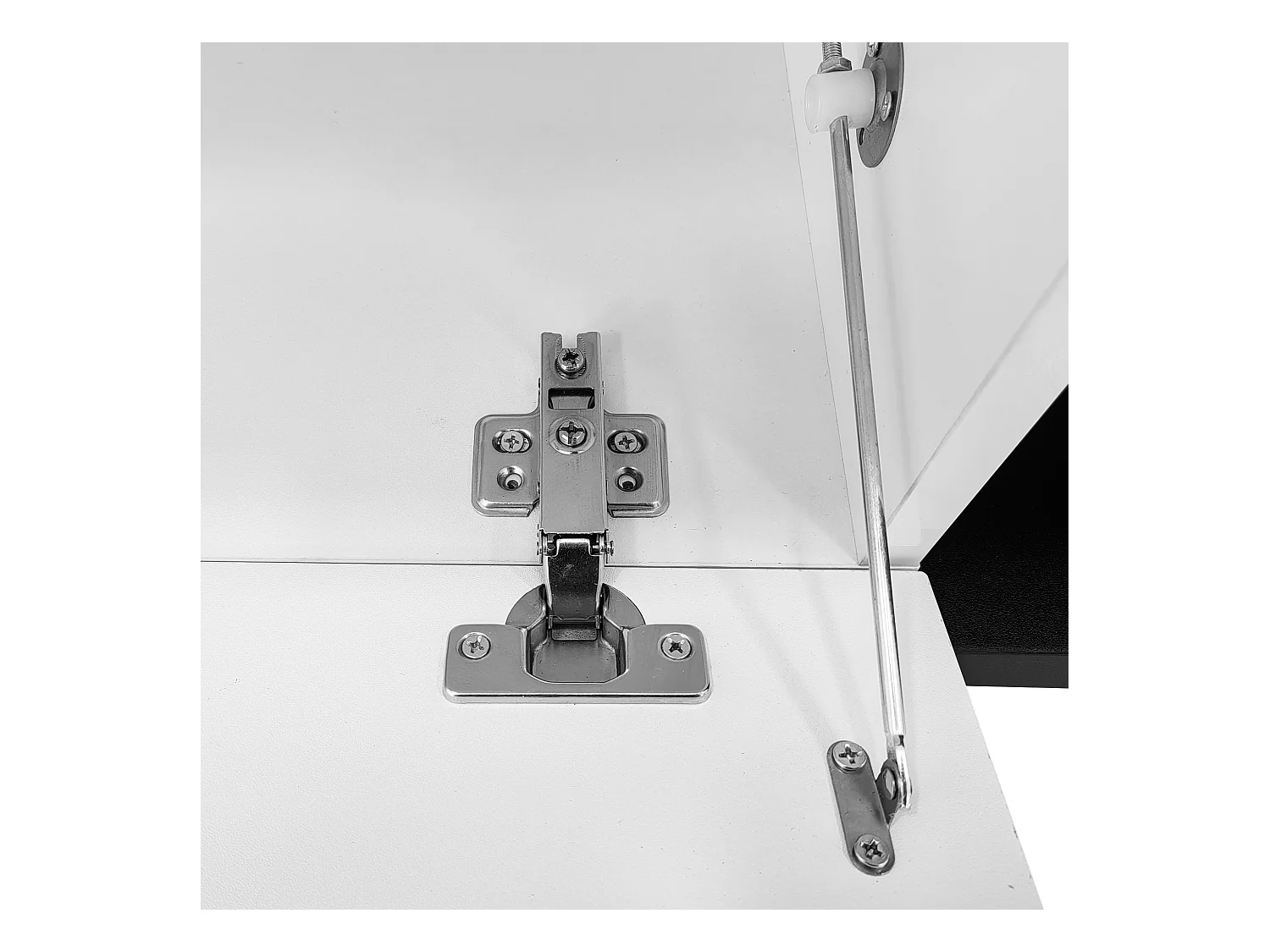 Meuble TV 260x40x30 cm avec casier à longueur réglable MDF et panneaux de particules en blanc et noir pour salon