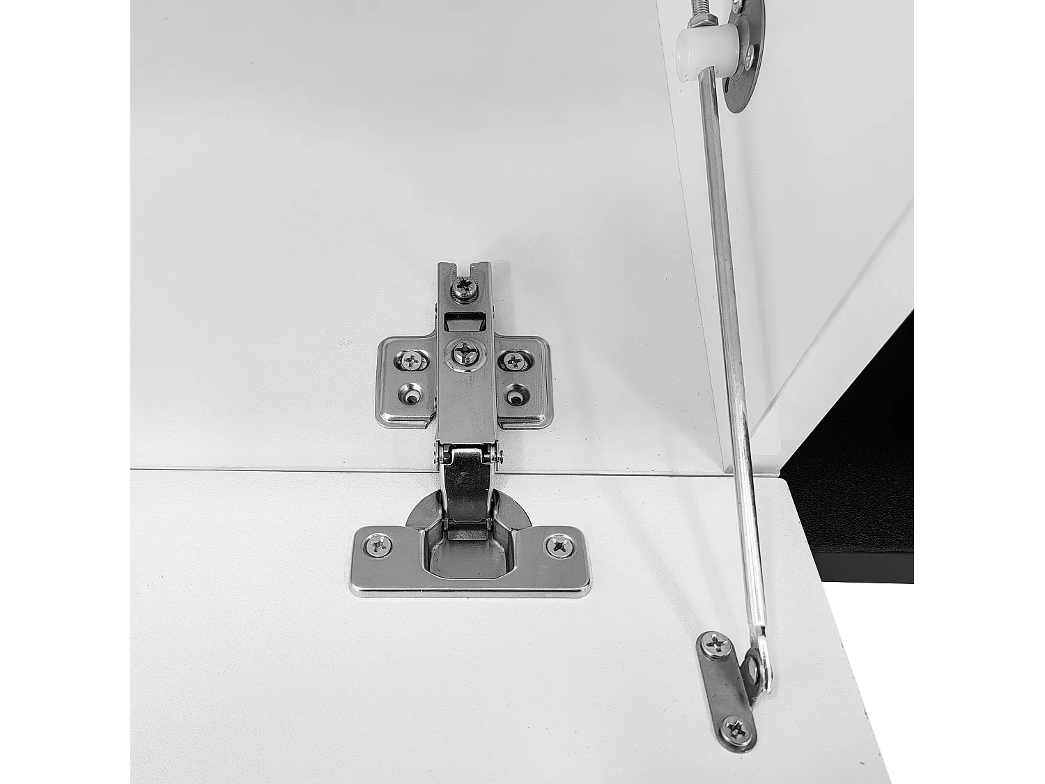 Meuble TV 260x40x30 cm avec casier à longueur réglable MDF et panneaux de particules en blanc et noir pour salon