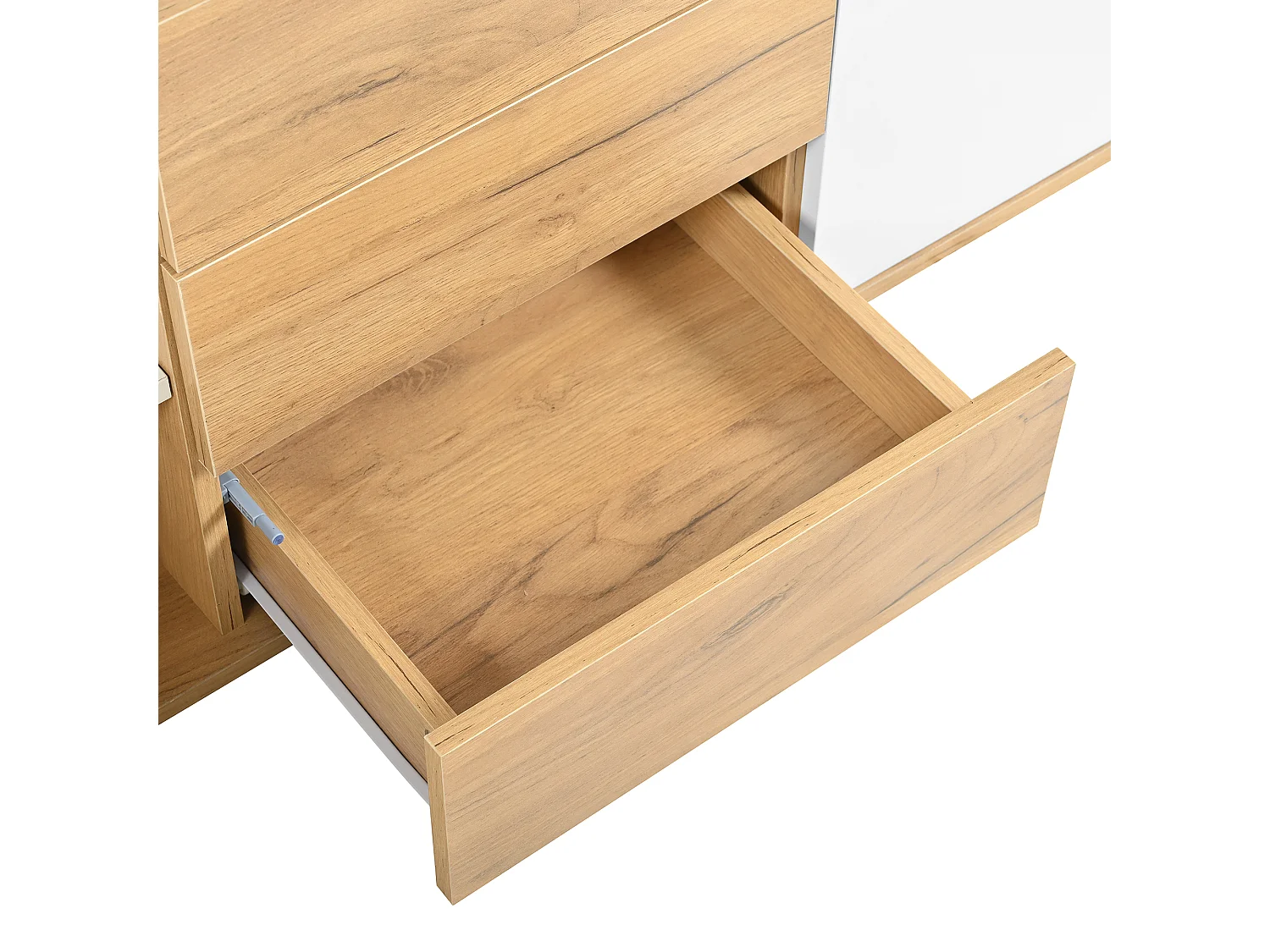 Meuble TV 171.5x35x47cm Trois portes et trois tiroirs Étagères réglables intérieures Posable ou mural Matériel MDF Blanc