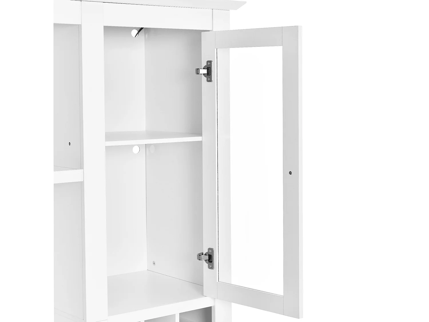 Vitrine 143x45.5x170 cm, éclairage LED 16 couleurs, commande via application, alimentation USB, MDF blanc