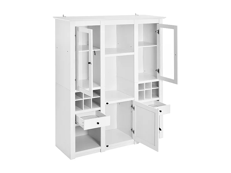 Vitrine 143x45.5x170 cm, éclairage LED 16 couleurs, commande via application, alimentation USB, MDF blanc