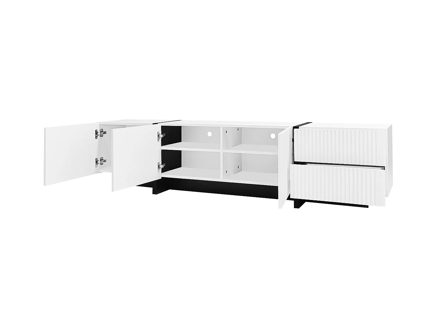 TV kast 190x35x45cm met 3 deuren en 2 laden brengen Materiaal MDF en Wit