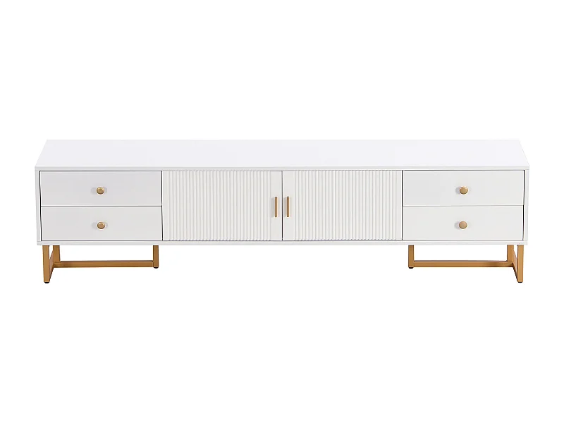 TV-meubel 175x30x46 cm met vier lades en twee opbergkasten MDF-materiaal in wit voor woonkamer