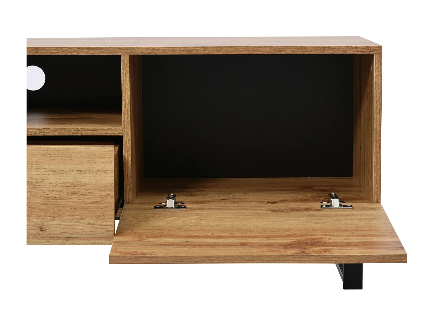 Meuble TV 190x38x48cm 2 Portes 2 Tiroirs en Matériel MDF Couleur naturelle